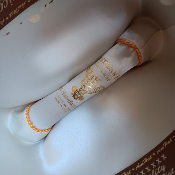 Men's Vintage American Hat Co. 7 1/8 Cream Western Cowboy Hat In Box - Picture 13 of 16